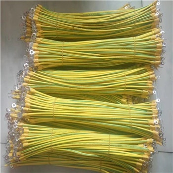4Sqmm yellow green PVC Earthing Cable 15 cm Length  crimped with ring Type yellow insulated Lugs  (5mm/6mm Stud hole) at either ends
